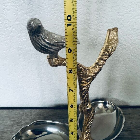 Metallic Silver Gold Bird Serveware Dip Serving Tray Caddy - Picture 4 of 5